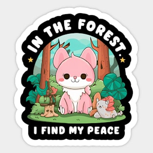 In the forest I find my peace cat Sticker